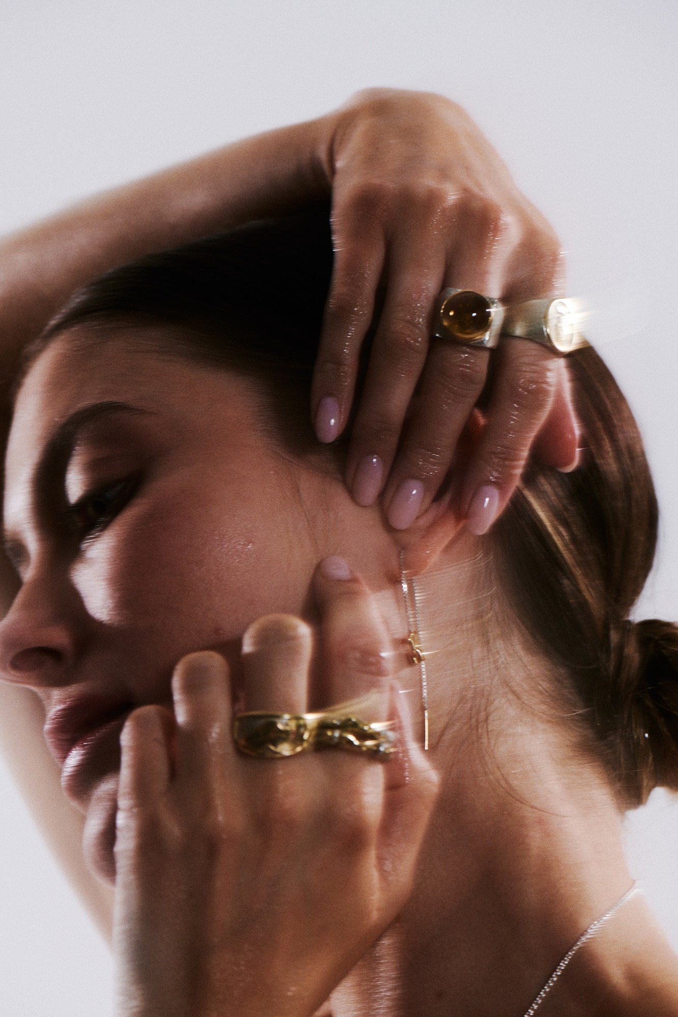 earrings silver 18ct yellow gold, with gold female figure Jewellery bespoke handmade Lara Stafford Deitsch