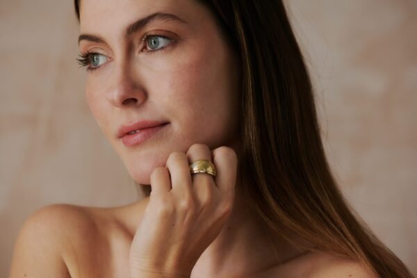 polly signet ring with model