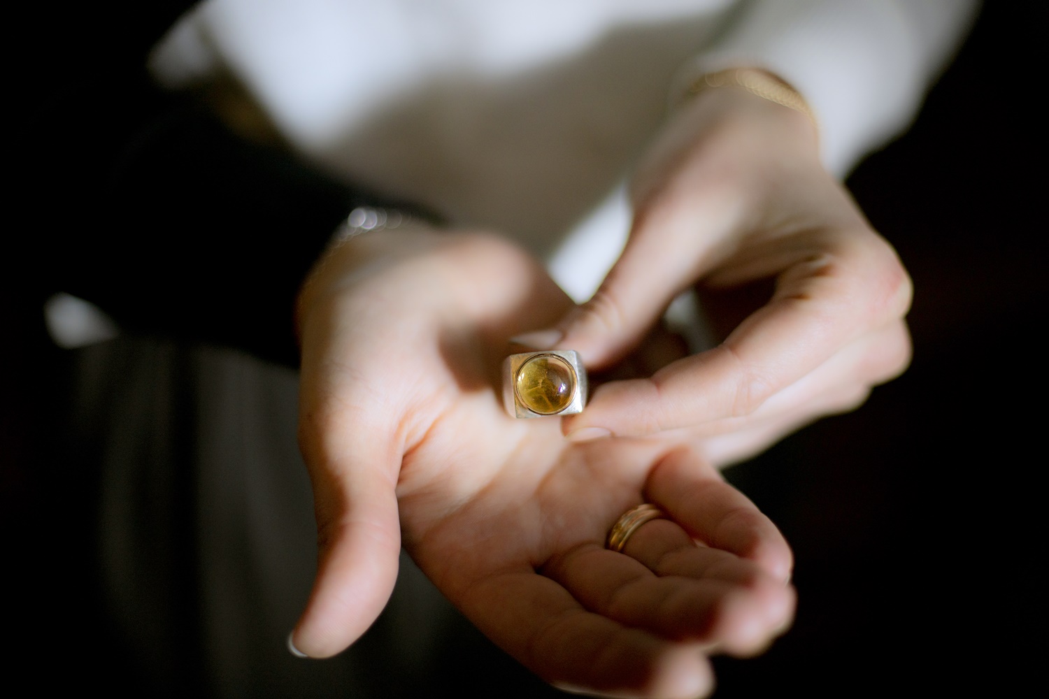 Magnifier Signet Ring handmade jewellery Magnifier Signet Ring, silver signet ring, cabochon citrine set in 18ct yellow gold LSD Jewellery bespoke handmade Lara Stafford Deitsch