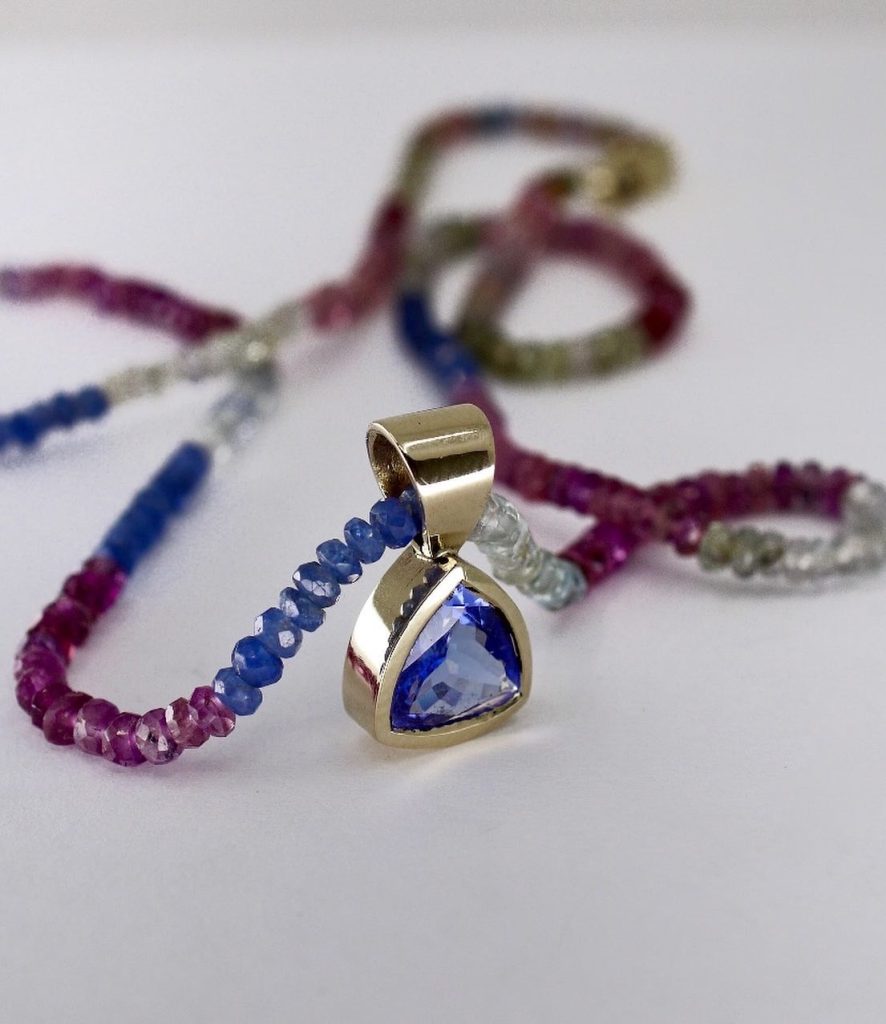 tanzanite pendant on necklace