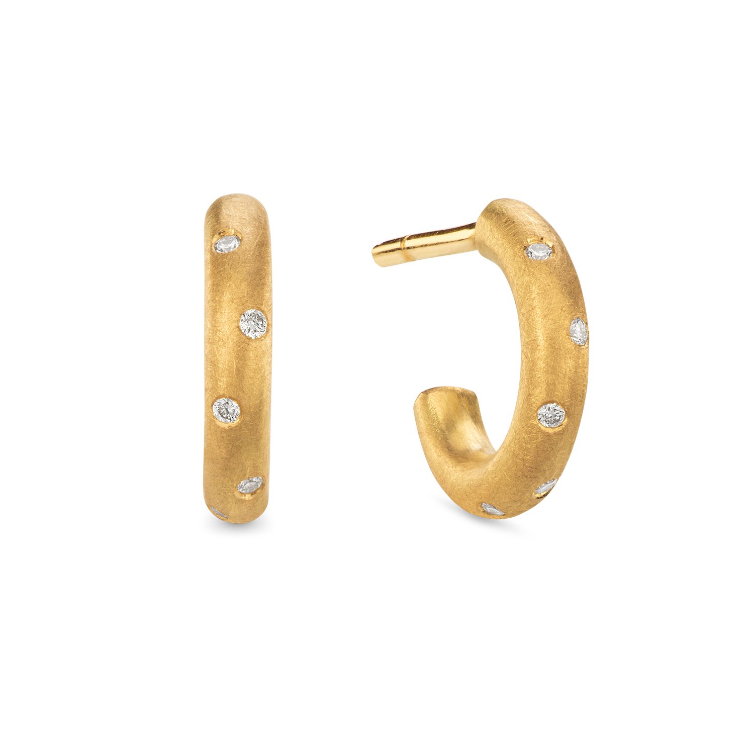 gold and diamond mini hoops