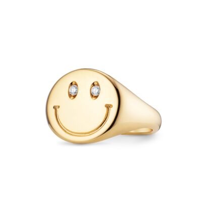 Diamond and Gold Smiley Face Signet