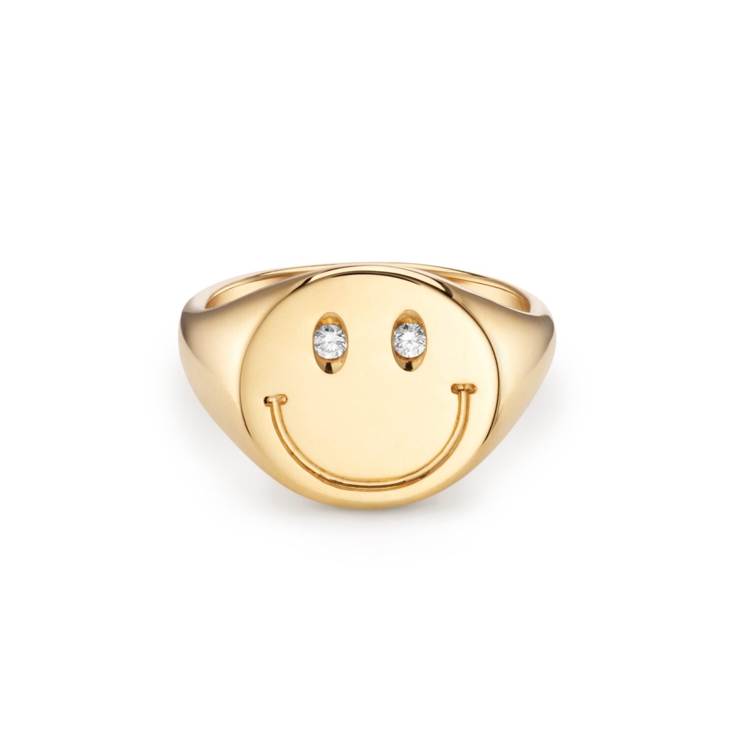 Diamond and Gold Smiley Face Signet