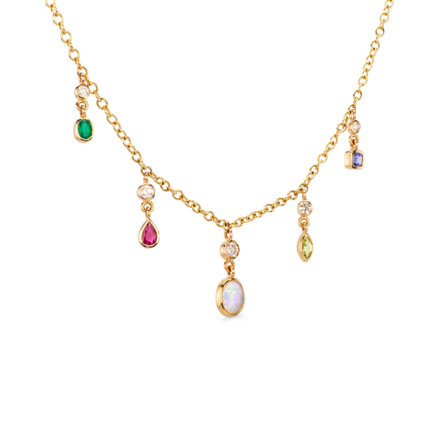 multi stone gold necklace