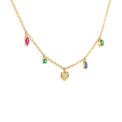 multi stone gold necklace