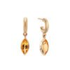 Diamond and citrine hoop drops earrings