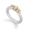 Tactile silver and gold ring with spinning 18ct gold band set with diamonds