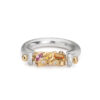 18ct gold, silver and multi stone spinning ring