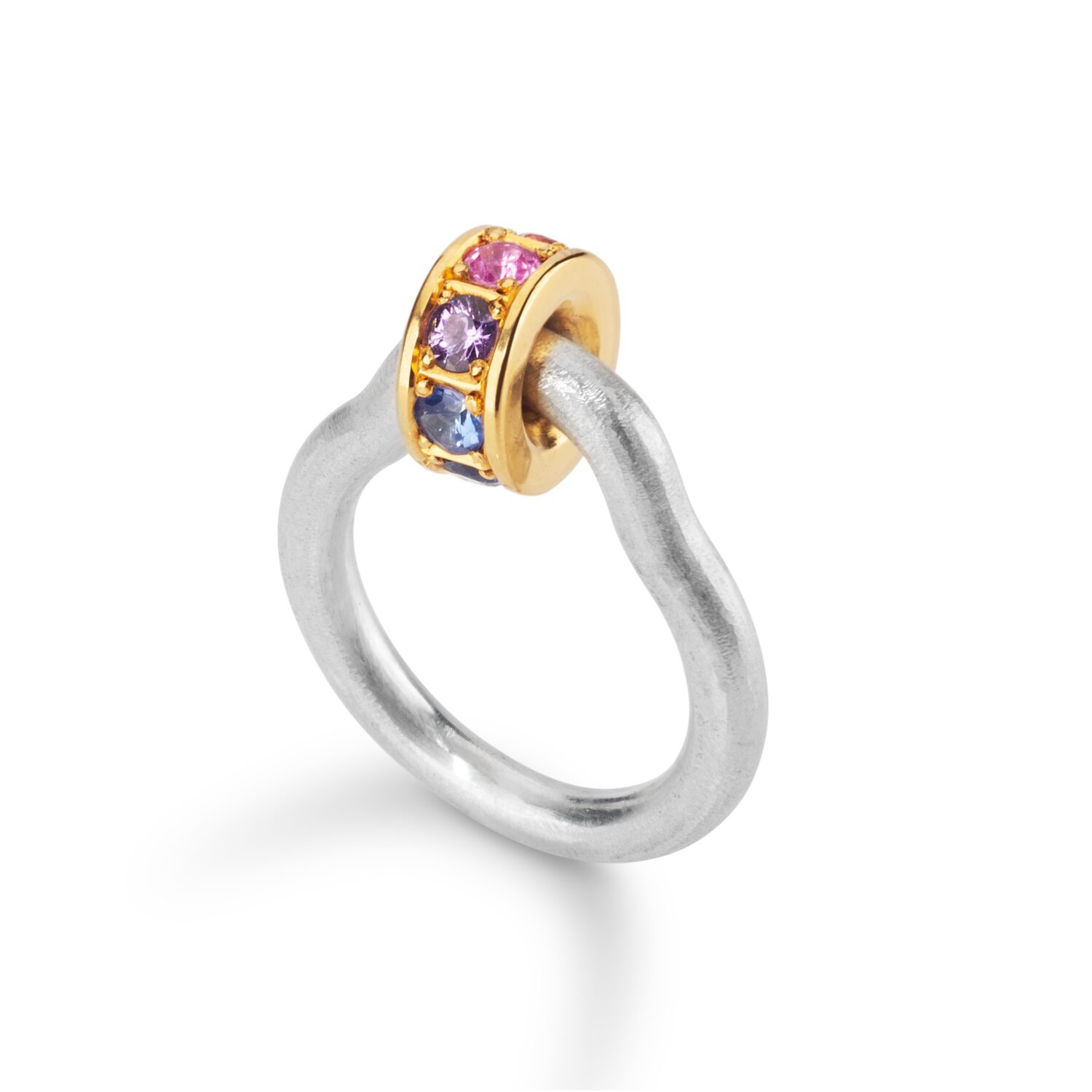18ct and silver spinning ring