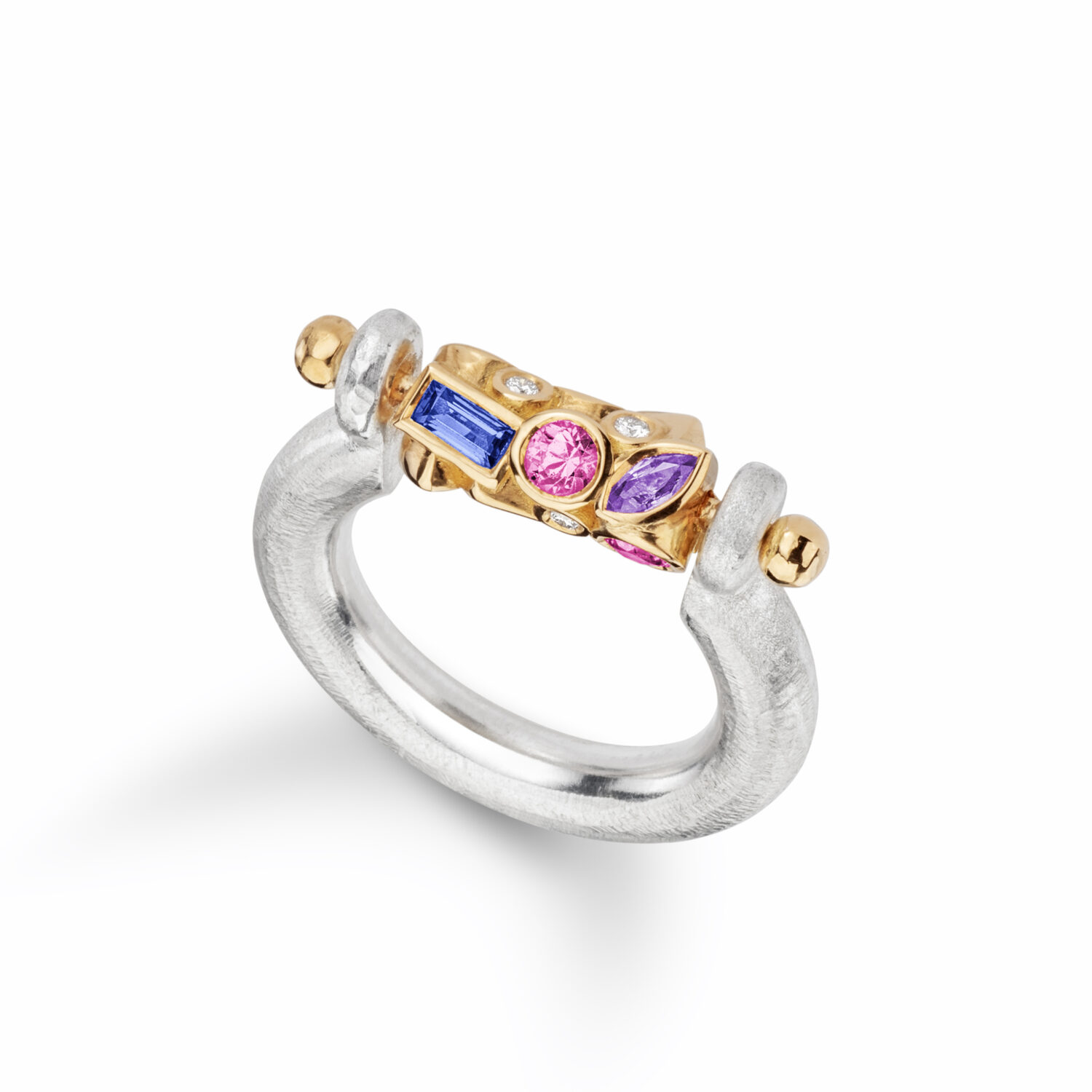 sapphire and diamond spinning ring