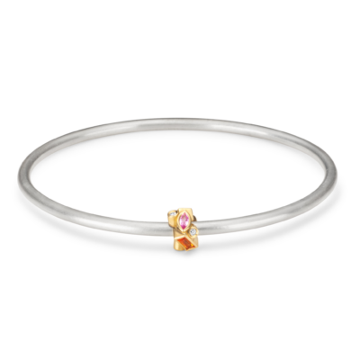 18ct gold & silver, spinning bead bangle