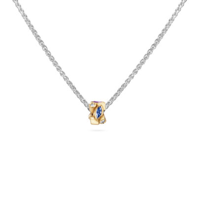 18ct gold and silver necklace with sapphires and diamonds