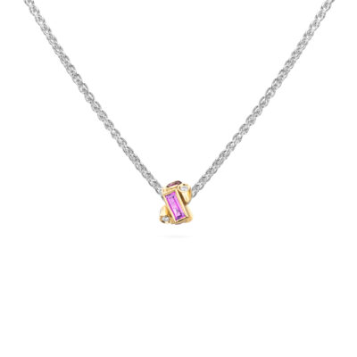 18ct gold and silver necklace with sapphires and diamonds