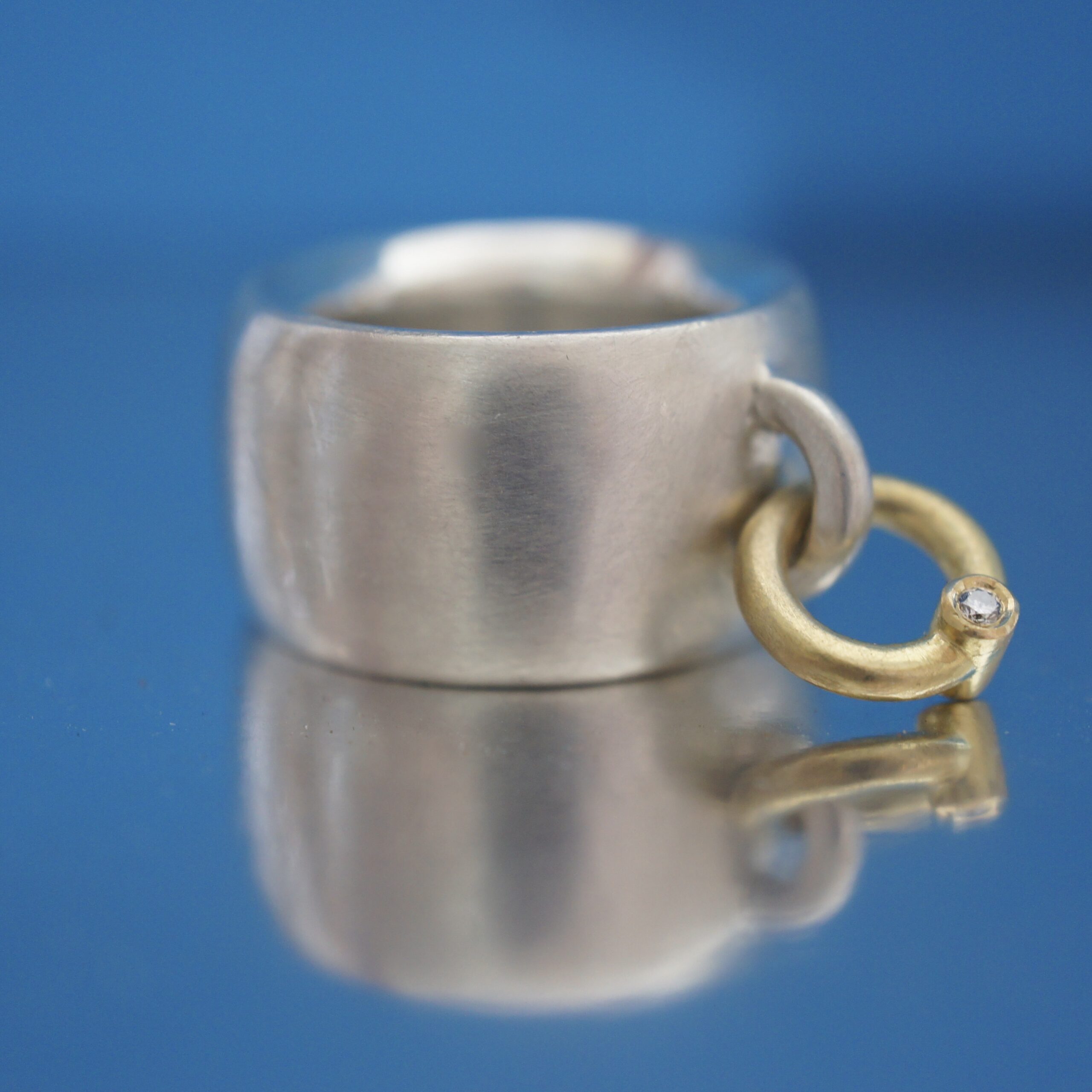 18ct gold, silver and diamond chunky tactile ring