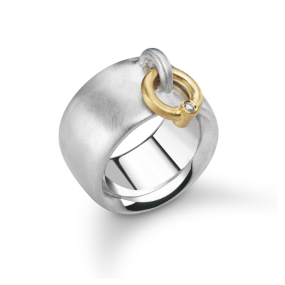18ct gold, silver, diamond ring