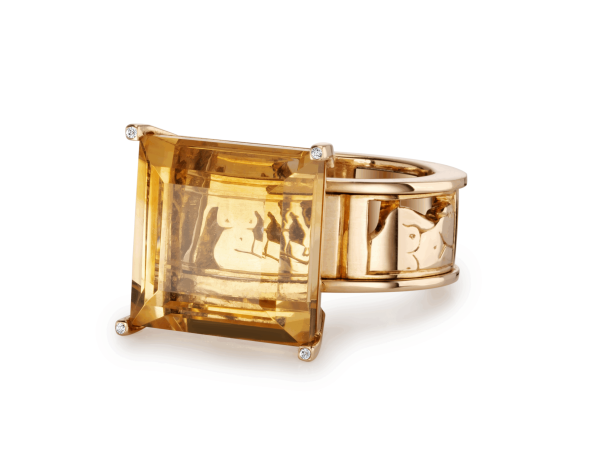 citrine and gold spinning ring